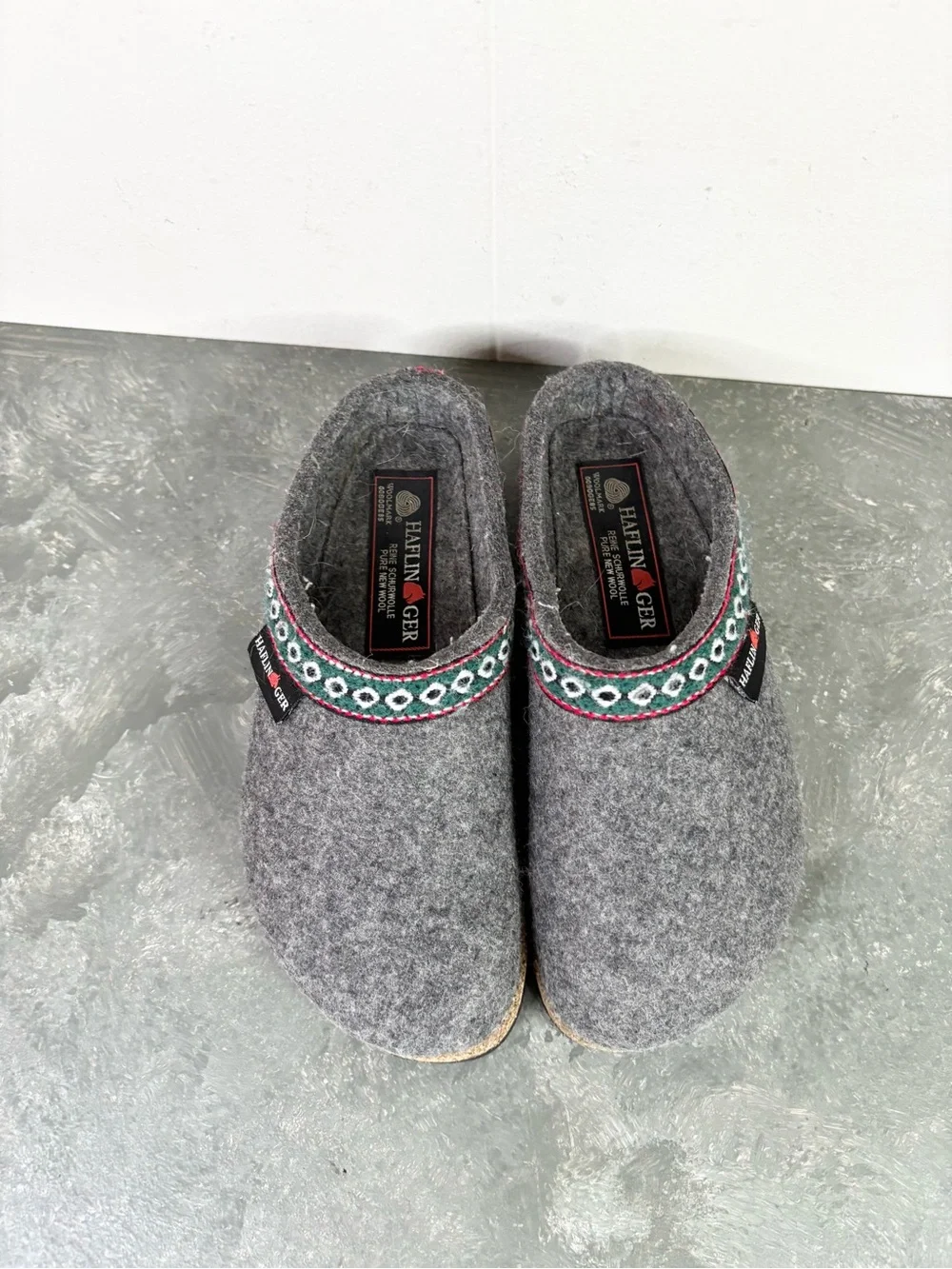 Haflinger Grizzly wool clogs felted upper and a cork-latex footbed slip 12